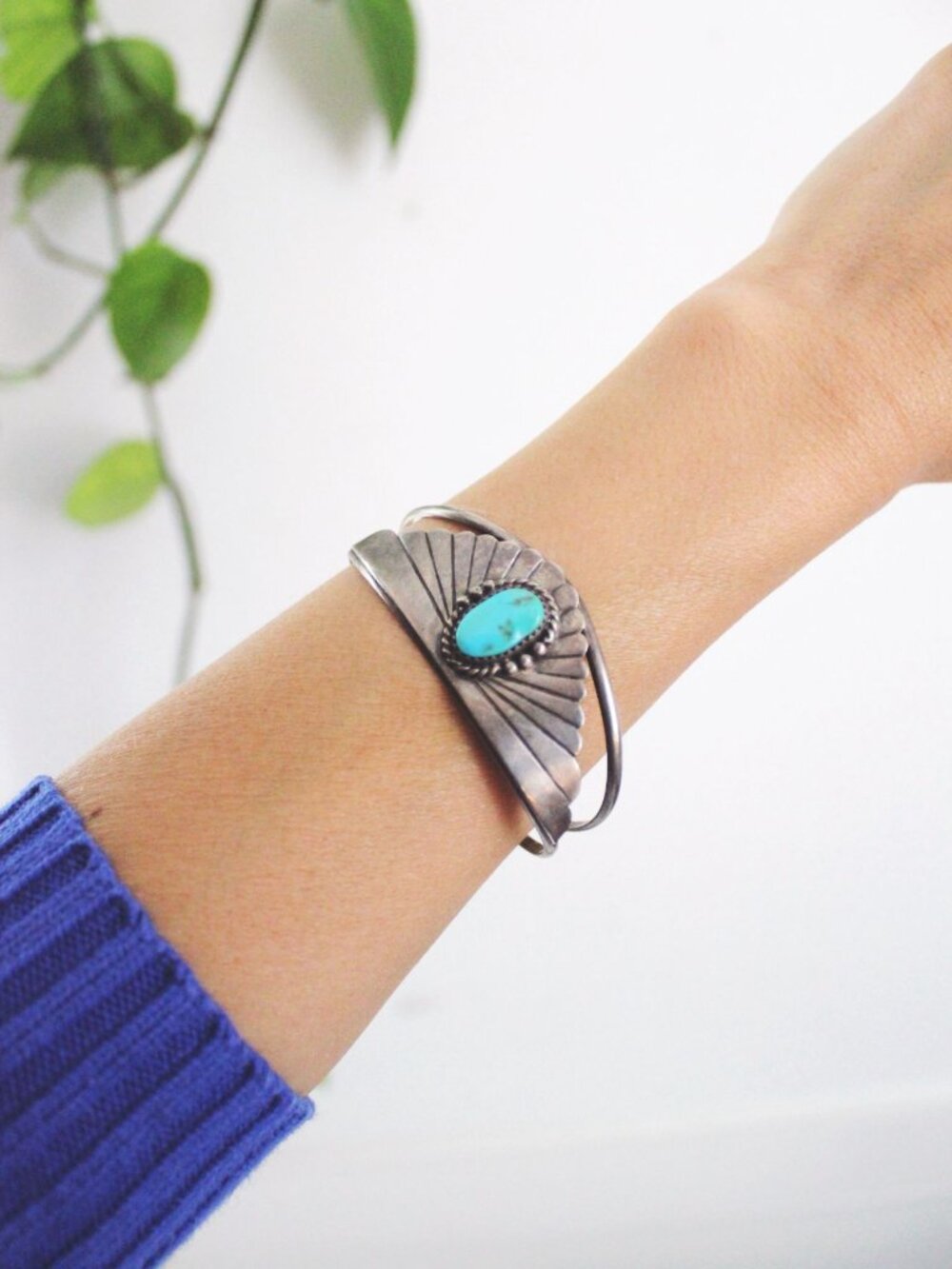 Vintage Native American Navajo Turquoise Sterling Silver Cuff Bracelet W. Begay - Picture 4 of 9